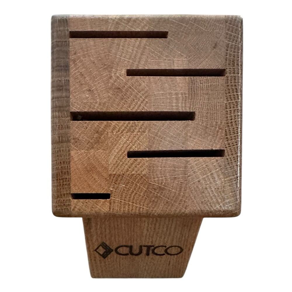 CUTCO 5-Slot Gourmet Knife Block #1749 Solid Oak Wood Honey Finish Made USA - Picture 1 of 5